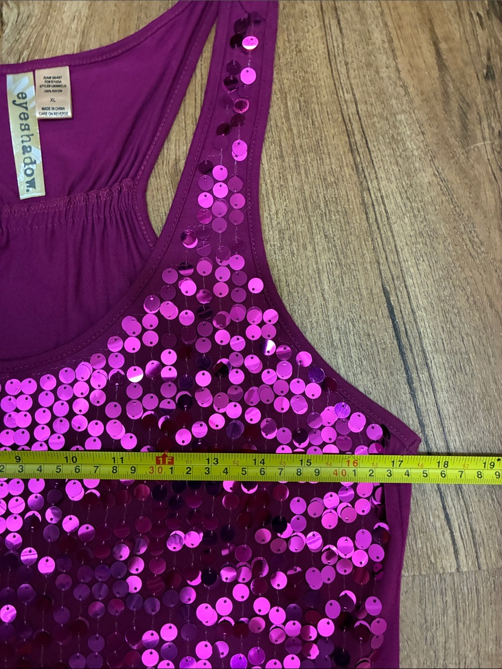 Eyeshadow Magenta Sequin Tank Top Excellent Pre Owned Condition - Picture 4 of 6